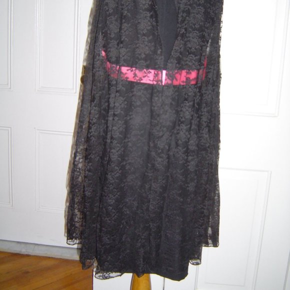 VINTAGE 1960s BLACK LACE DRESS M - Picture 5 of 5